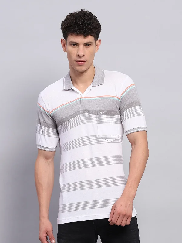 Men's organic cotton crew - neck t - shirts for everyday comfortMen Grey Stripe Collar Half Sleeve T-Shirt Men's organic cotton crew - neck t - shirts for everyday comfortMen Grey Stripe Collar Half Sleeve T-Shirt