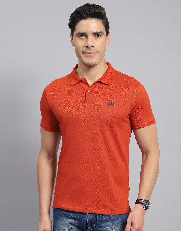 Men's distressed denim - look t - shirts with a rugged appealMen Rust Solid Collar Half Sleeve T-Shirt Men's distressed denim - look t - shirts with a rugged appealMen Rust Solid Collar Half Sleeve T-Shirt
