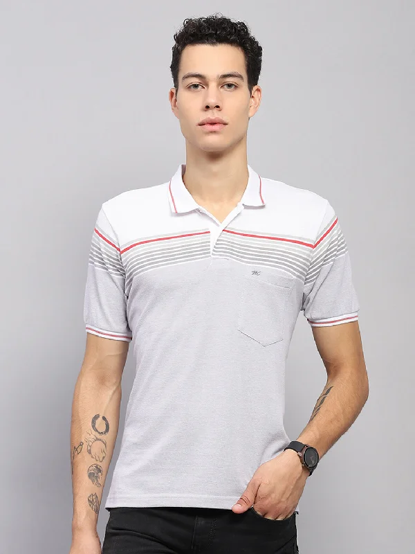 Men's plus - size pocket t - shirts with a classic lookMen White Stripe Collar Half Sleeve T-Shirt Men's plus - size pocket t - shirts with a classic lookMen White Stripe Collar Half Sleeve T-Shirt