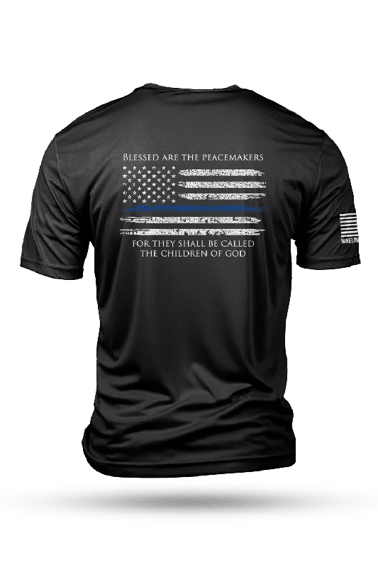 Men's short - sleeve linen t - shirts for summer beach outingsThin Blue Line - Moisture Wicking T-Shirt Men's short - sleeve linen t - shirts for summer beach outingsThin Blue Line - Moisture Wicking T-Shirt