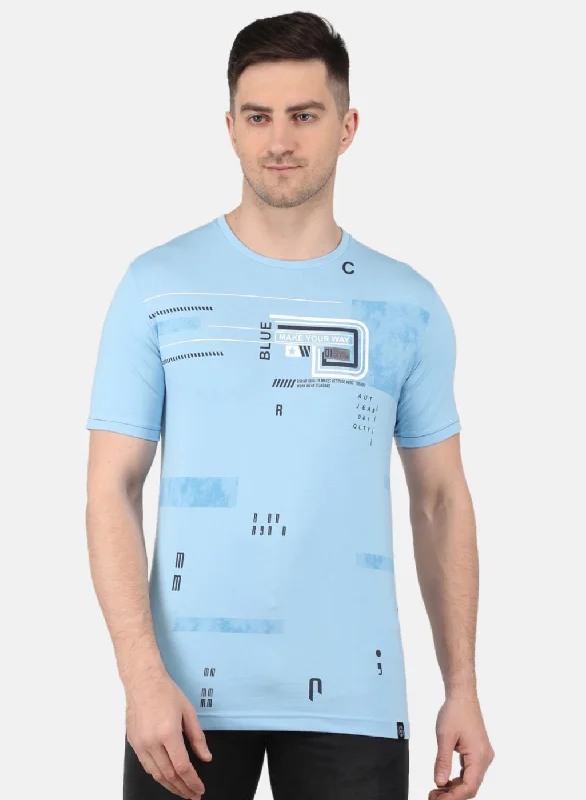 Men's lightweight performance t - shirts for running marathonsMen Blue Printed T-Shirt Men's lightweight performance t - shirts for running marathonsMen Blue Printed T-Shirt