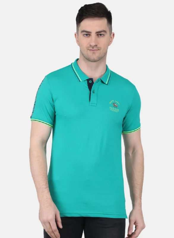 Men's mock - neck t - shirts with a modern and sleek styleMen Green Printed T-Shirt