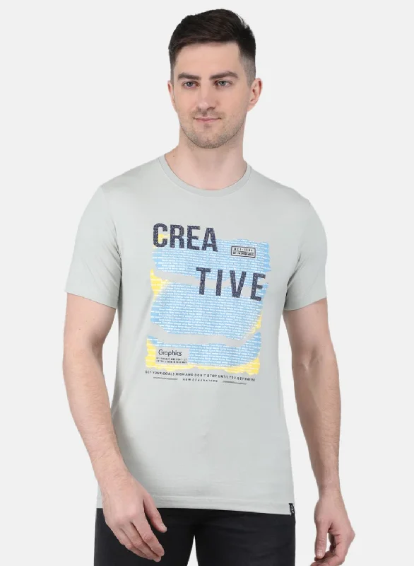 Men's ribbed t - shirts with a textured finish for added styleMen Grey Printed T-Shirt Men's ribbed t - shirts with a textured finish for added styleMen Grey Printed T-Shirt