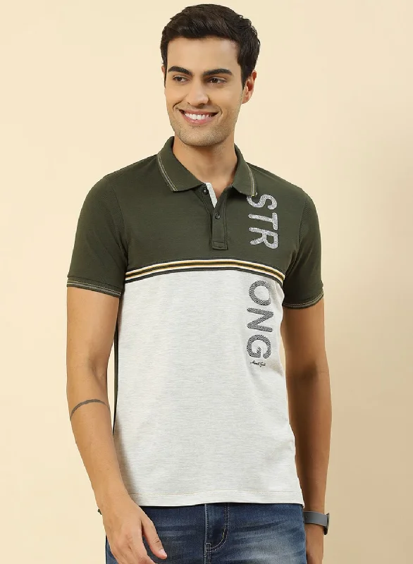 Men's UV - protection t - shirts for outdoor activities in the sunMen Olive Printed T-Shirt Men's UV - protection t - shirts for outdoor activities in the sunMen Olive Printed T-Shirt