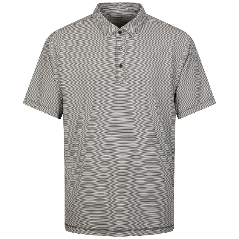 Men's button - down spread collar polo shirts for business casualMonterey Polo Vintage Grey Micro Stripe - 2024
