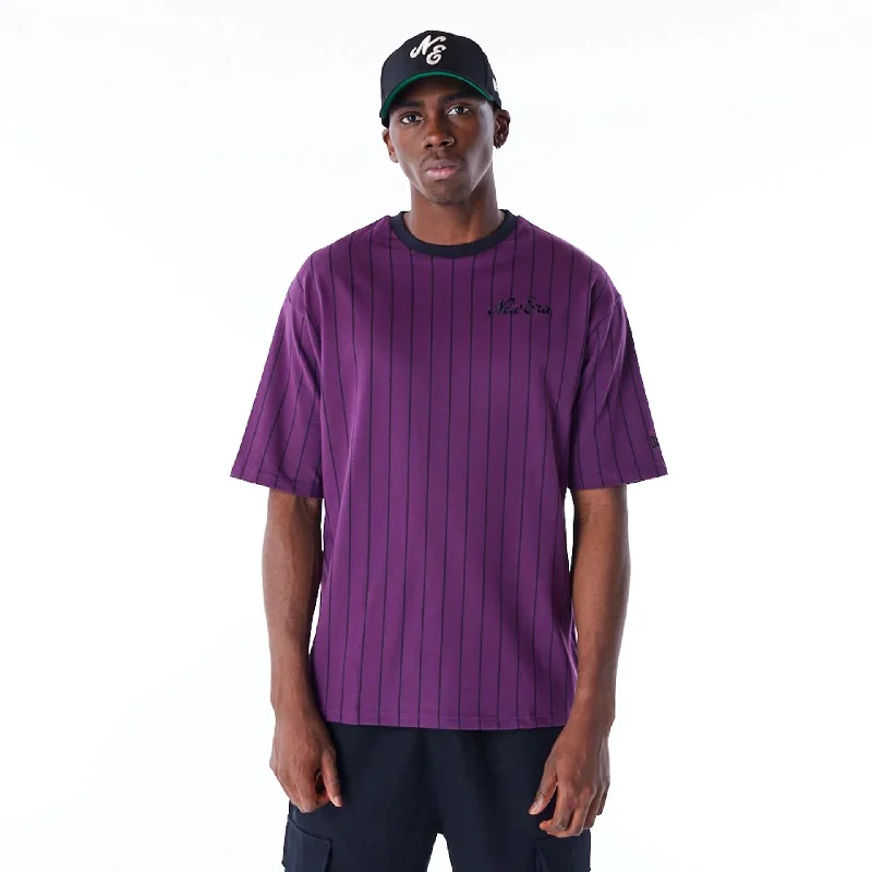 Men's lightweight performance t - shirts for running marathonsNew Era Pinstripe Dark Purple Oversized T-Shirt Men's lightweight performance t - shirts for running marathonsNew Era Pinstripe Dark Purple Oversized T-Shirt