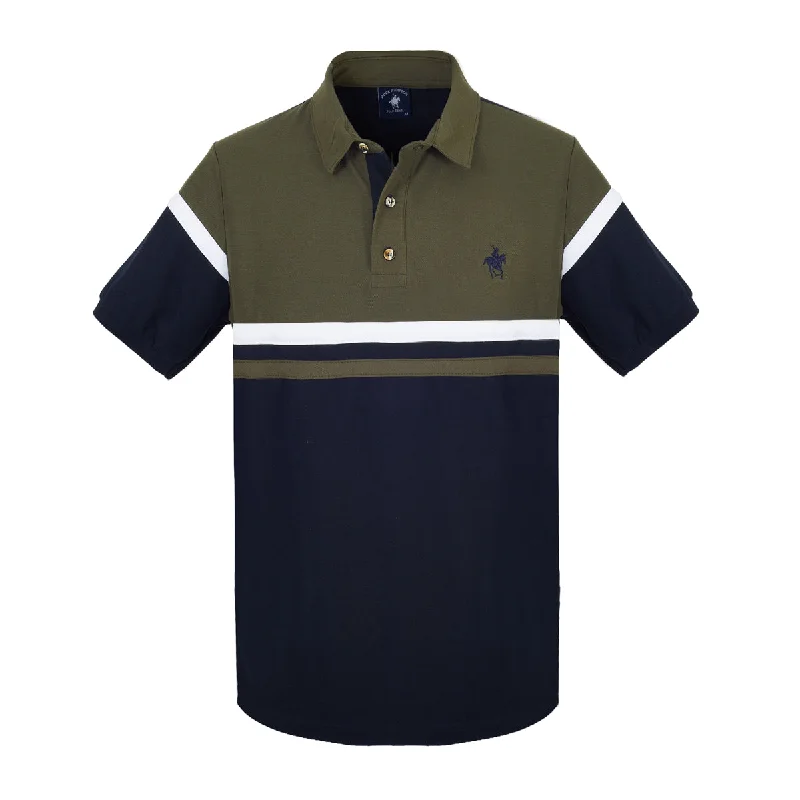 Men's two - tone stripe polo shirts with a preppy stylePBD90065MAO