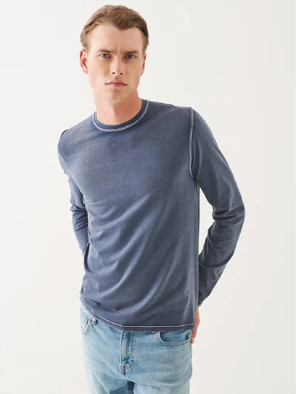 Men's long - sleeve henley t - shirts with button - down placketsPima Cotton Vintage Wash Long Sleeve Tee - Storm Men's long - sleeve henley t - shirts with button - down placketsPima Cotton Vintage Wash Long Sleeve Tee - Storm