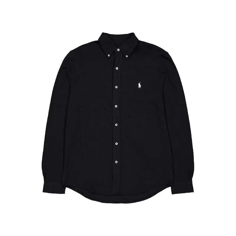 Men's button - down spread collar polo shirts for business casualFeatherweight Mesh Shirt Polo Black Men's button - down spread collar polo shirts for business casualFeatherweight Mesh Shirt Polo Black