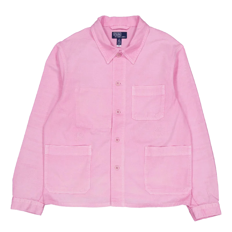 Men's button - down spread collar polo shirts for business casualRustic Twill-unl-fjk Carmel Pink