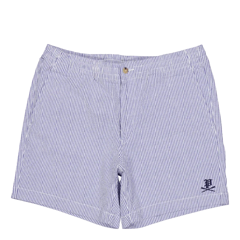 Men's ribbed cuffs and hem polo shirts for a textured look6-Inch Polo Prepster Seersucker Short Blue Seersucker W/Gthc P Emb