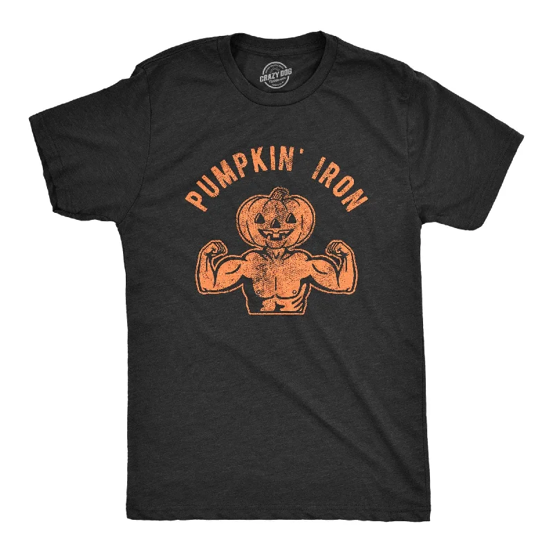 Men's smart - casual checkered t - shirts for semi - formal occasionsPumpkin Iron Men's T Shirt Men's smart - casual checkered t - shirts for semi - formal occasionsPumpkin Iron Men's T Shirt