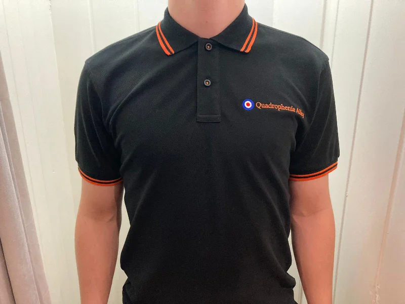 Men's color - block polo shirts with a bold fashion statementQuadrophenia Alley Men's Exclusive Target Polo Shirt Black/Orange Men's color - block polo shirts with a bold fashion statementQuadrophenia Alley Men's Exclusive Target Polo Shirt Black/Orange