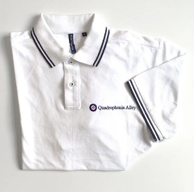 Men's vintage - inspired retro polo shirts with unique patternsQuadrophenia Alley Men's Exclusive Target Polo Shirt White/Navy
