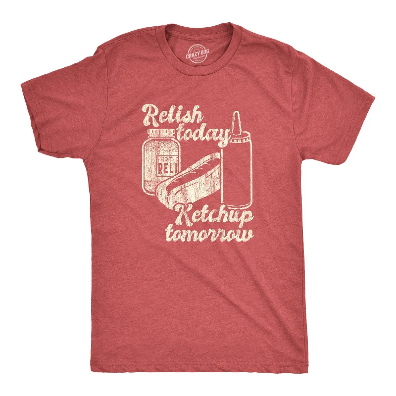 Men's smart - casual checkered t - shirts for semi - formal occasionsRelish Today Ketchup Tomorrow Men's T Shirt Men's smart - casual checkered t - shirts for semi - formal occasionsRelish Today Ketchup Tomorrow Men's T Shirt