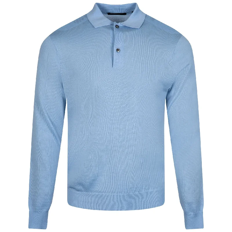 Men's luxury cashmere blend polo shirts in solid colorsSaratoga Sweater Polo Wolf Blue - 2024