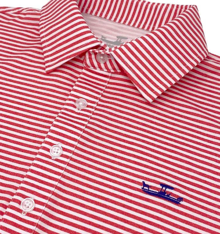 Men's quick - dry polo shirts for water sports activitiesSkiff Dogs: Slack Tide Polo - Red/White
