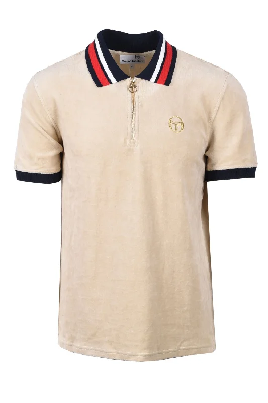 Men's luxury cashmere blend polo shirts in solid colorsSergio Tacchini Men's SS Mahony Velour Polo Shirt Pelican Men's luxury cashmere blend polo shirts in solid colorsSergio Tacchini Men's SS Mahony Velour Polo Shirt Pelican