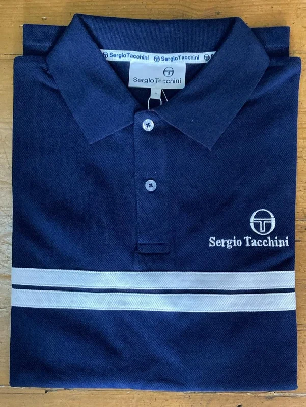 Men's formal - style silk blend polo shirts for special occasionsSergio Tacchini Men's Supermac Polo Shirt Maritime Blue / White / Adrenaline Rush Men's formal - style silk blend polo shirts for special occasionsSergio Tacchini Men's Supermac Polo Shirt Maritime Blue / White / Adrenaline Rush