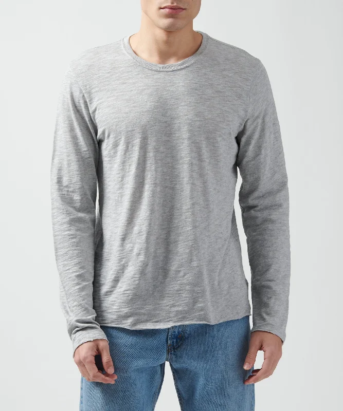 Men's v - neck muscle t - shirts for a body - building aestheticSlub Jersey Long Sleeve Destroyed Wash Tee - Heather Grey