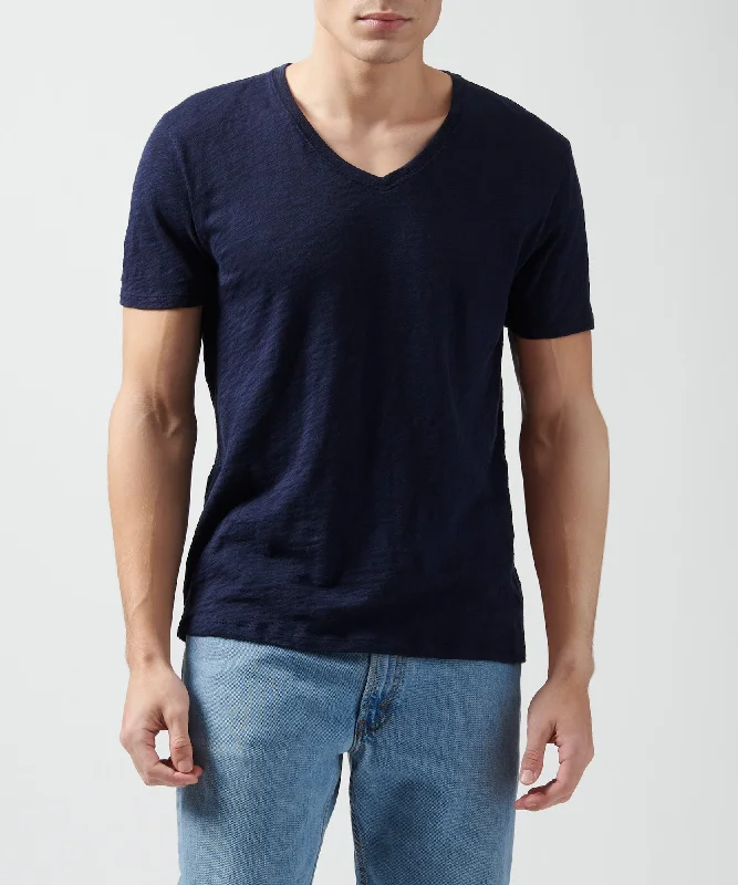 Men's printed Hawaiian t - shirts for tropical vacationsSlub Jersey V-Neck Tee - Midnight Men's printed Hawaiian t - shirts for tropical vacationsSlub Jersey V-Neck Tee - Midnight