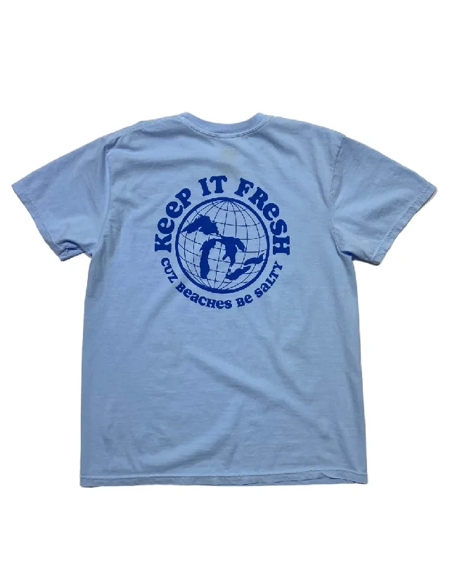 Men's smart - casual checkered t - shirts for semi - formal occasionsThe Great Lakes State - Keep It Fresh - T-Shirt - Light Lake Blue Men's smart - casual checkered t - shirts for semi - formal occasionsThe Great Lakes State - Keep It Fresh - T-Shirt - Light Lake Blue