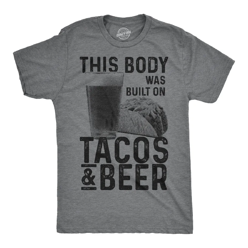 Men's mock - neck t - shirts with a modern and sleek styleThis Body Was Built On Tacos And Beer Men's T Shirt Men's mock - neck t - shirts with a modern and sleek styleThis Body Was Built On Tacos And Beer Men's T Shirt