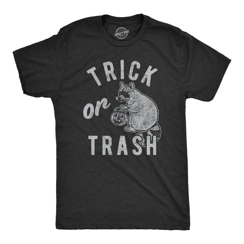 Men's button - front t - shirts with a unique artistic printTrick Or Trash Men's T Shirt Men's button - front t - shirts with a unique artistic printTrick Or Trash Men's T Shirt