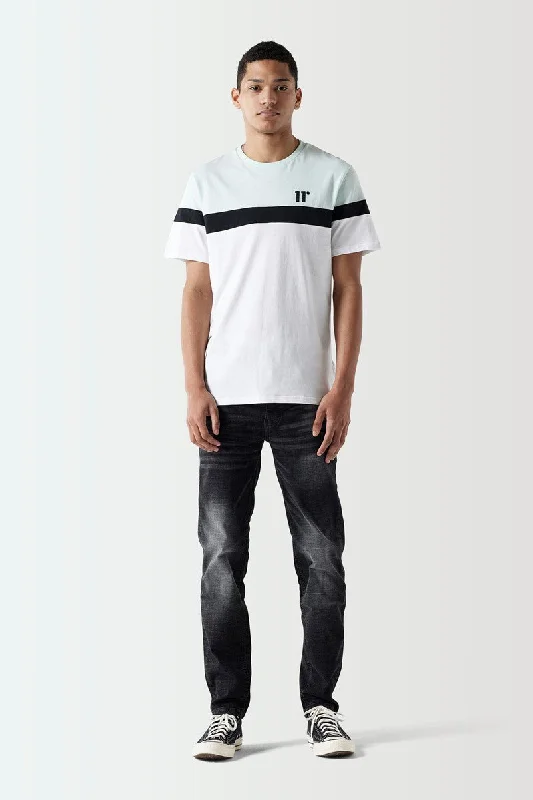 Men's short - sleeve linen t - shirts for summer beach outingsTriple Panel T-Shirt - Glacier Green / Black / White Men's short - sleeve linen t - shirts for summer beach outingsTriple Panel T-Shirt - Glacier Green / Black / White