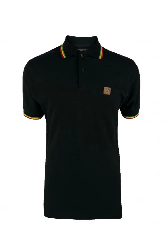 Men's breathable cotton blend polo shirts for summer outingsTrojan Records Men's TC1041 Three Colour Tipped Pique Polo Shirt Black