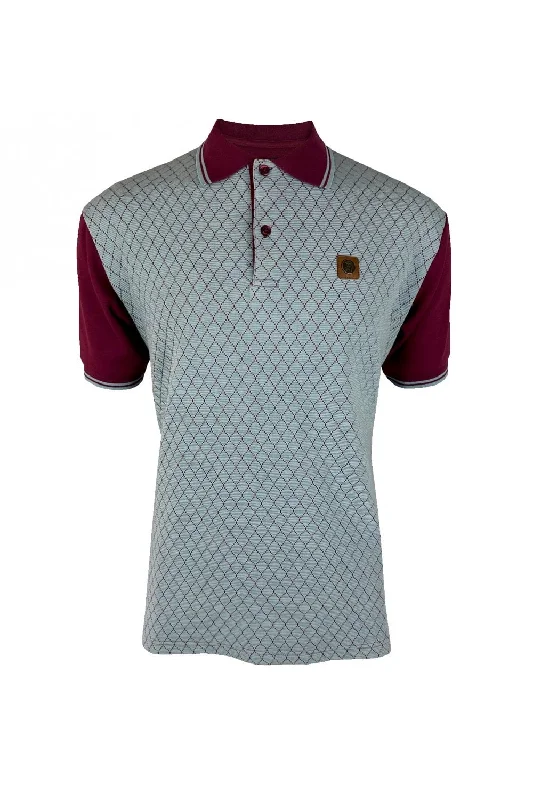 Men's slim fit short sleeve polo shirts with contrast collarsTrojan Records Men's TR8930 SS Ottoman Rib Panel Polo Shirt Port