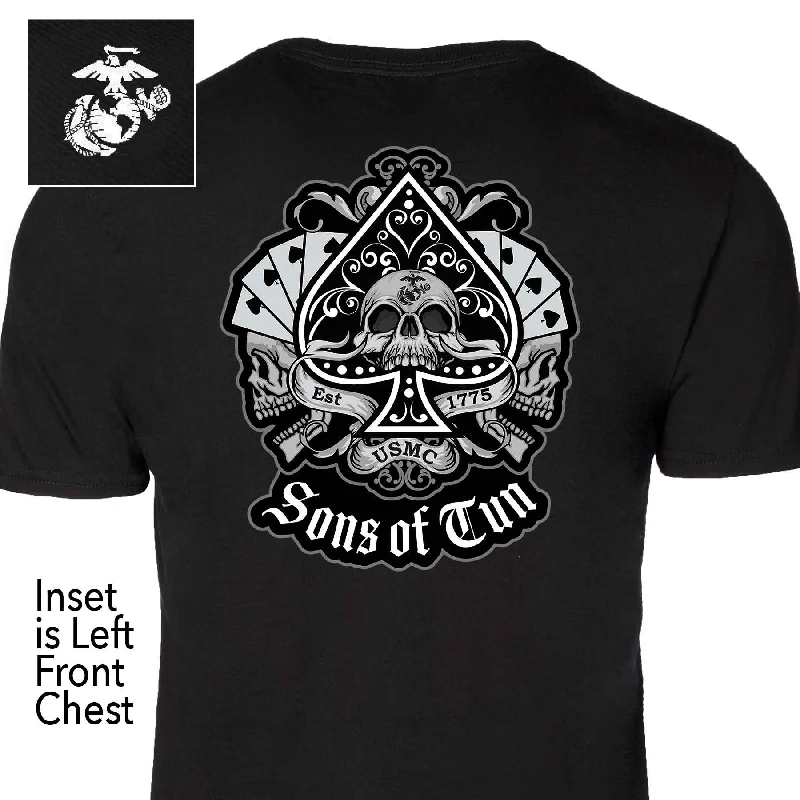 Men's slim - fit graphic t - shirts with vintage rock band printsSons of Tun Spade Back With Left Chest T-shirt Men's slim - fit graphic t - shirts with vintage rock band printsSons of Tun Spade Back With Left Chest T-shirt