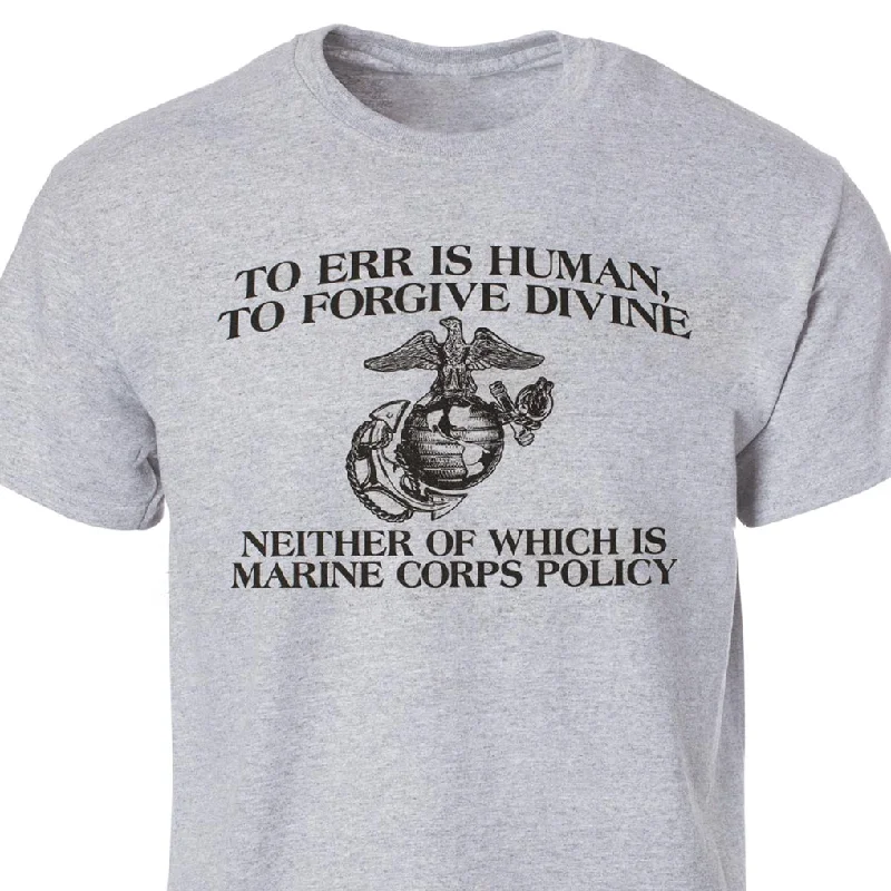Men's slim - fit graphic t - shirts with vintage rock band printsFunny 'To Err is Human' Marine Corps T-shirt Men's slim - fit graphic t - shirts with vintage rock band printsFunny 'To Err is Human' Marine Corps T-shirt