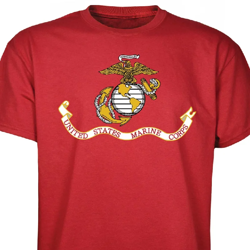 Men's thermal t - shirts with a high - neck design for cold weatherMarines EGA Emblem T-Shirt Red S-5XL Men's thermal t - shirts with a high - neck design for cold weatherMarines EGA Emblem T-Shirt Red S-5XL