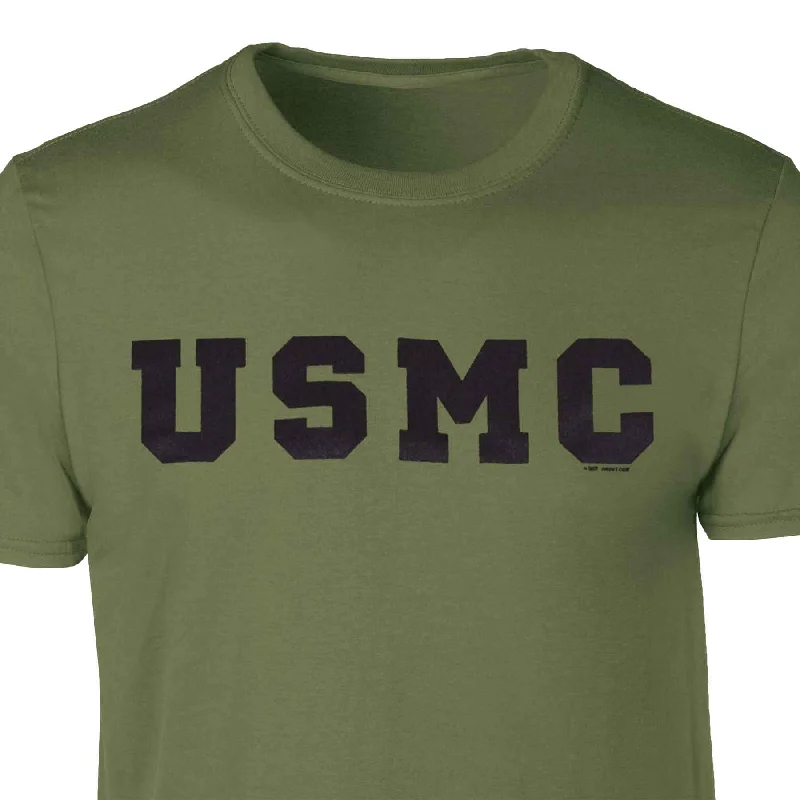 Men's slim - fit graphic t - shirts with vintage rock band printsUSMC Initials Marine Corps T-shirt Men's slim - fit graphic t - shirts with vintage rock band printsUSMC Initials Marine Corps T-shirt