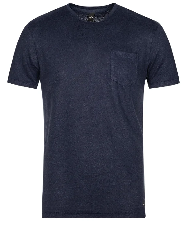Men's polo t - shirts with a contrast collar for a preppy lookLinen Pocket T-shirt Navy Blue Men's polo t - shirts with a contrast collar for a preppy lookLinen Pocket T-shirt Navy Blue