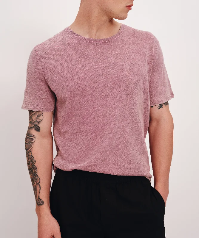 Men's v - neck muscle t - shirts for a body - building aestheticSlub Jersey with Chroma Wash Short Sleeve Crew Neck Tee - Wisty Mauve