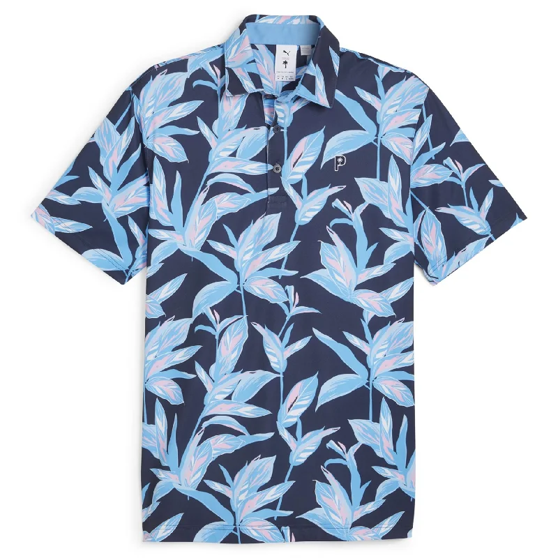 Men's quick - dry polo shirts for water sports activitiesX PTC Floral Polo Deep Navy/Regal Blue - SS24 Men's quick - dry polo shirts for water sports activitiesX PTC Floral Polo Deep Navy/Regal Blue - SS24