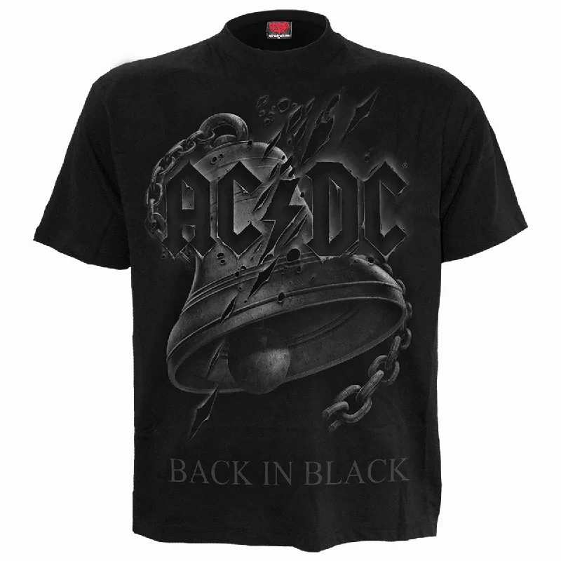 Men's moisture - wicking athletic t - shirts for intense workoutsAC/DC - BACK IN BLACK TORN - Front Print T-Shirt Black