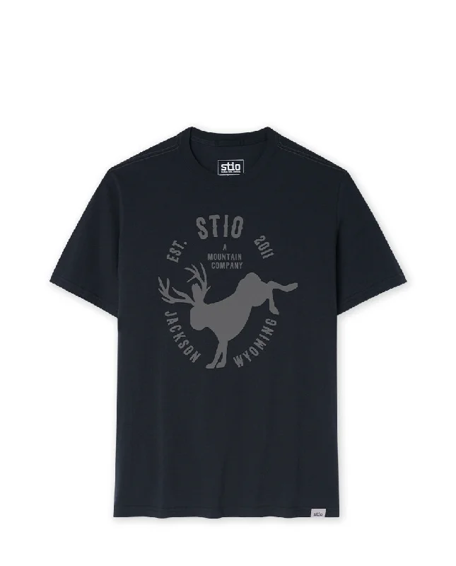 Men's slim - fit graphic t - shirts with vintage rock band printsBucking Jack Crest Tee Men's slim - fit graphic t - shirts with vintage rock band printsBucking Jack Crest Tee