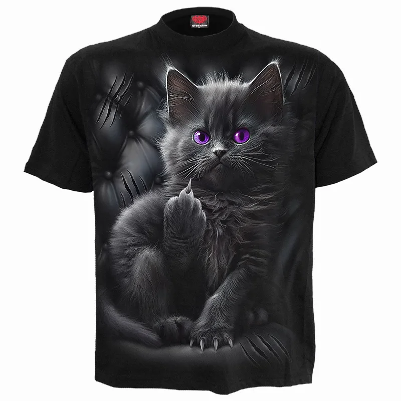 Men's polo t - shirts with a contrast collar for a preppy lookCATTITUDE - Front Print T-Shirt Black Men's polo t - shirts with a contrast collar for a preppy lookCATTITUDE - Front Print T-Shirt Black