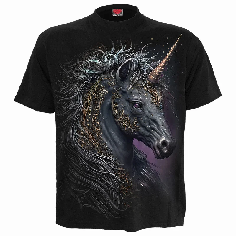 Men's button - front t - shirts with a unique artistic printCELTIC UNICORN - T-Shirt Black
