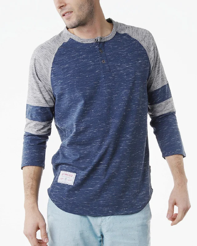 Men's eco - friendly recycled t - shirts for sustainable fashion choicesZIMEGO Men's 3/4 Sleeve NAVY Baseball Football College Raglan Henley Athletic T-shirt Men's eco - friendly recycled t - shirts for sustainable fashion choicesZIMEGO Men's 3/4 Sleeve NAVY Baseball Football College Raglan Henley Athletic T-shirt