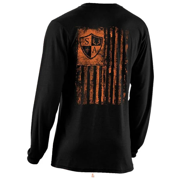 Men's mock - neck t - shirts with a modern and sleek styleCotton Long Sleeve Shirt | Black | Racks & Stripes