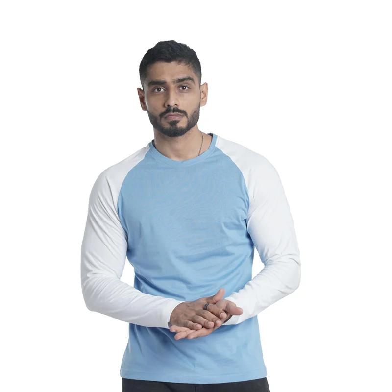 Men's organic cotton crew - neck t - shirts for everyday comfortCrew Neck Dual Colour Full Sleeve T-Shirts.