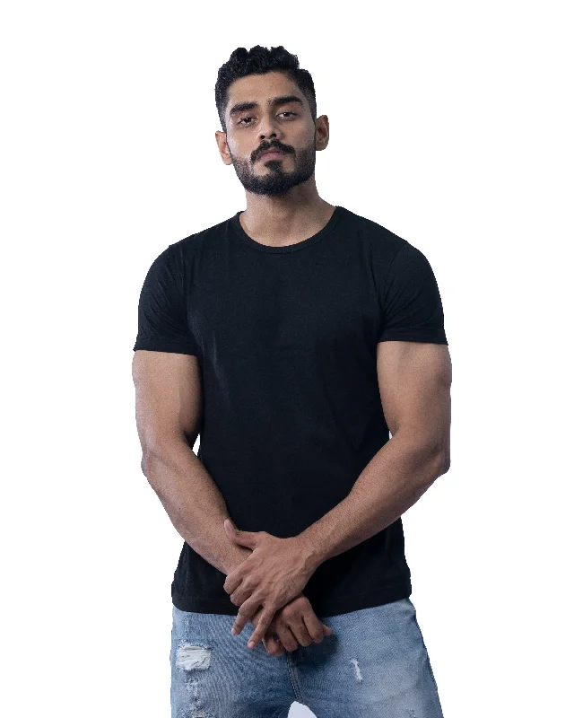 Men's tie - dye t - shirts with a bohemian styleCrew Neck Solid Colour Half Sleeve T-Shirts.