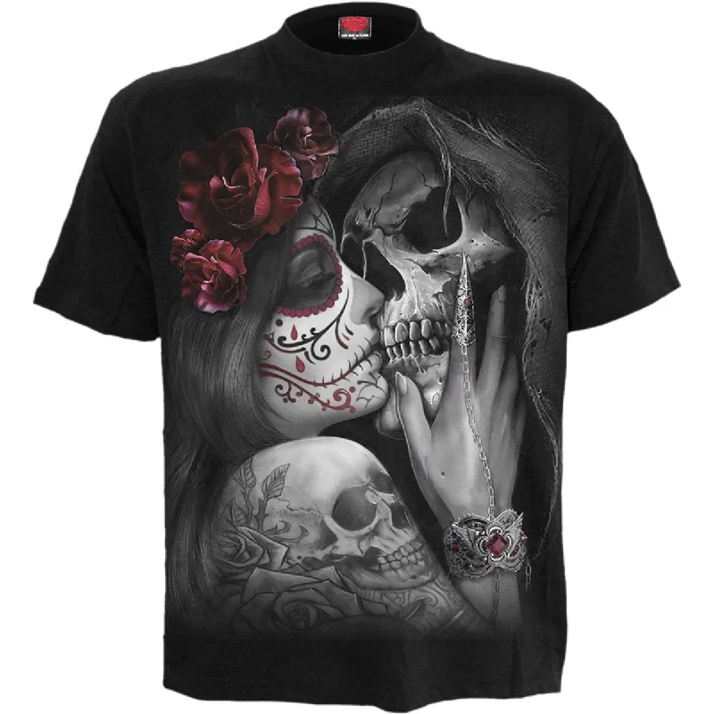 Men's long - sleeve henley t - shirts with button - down placketsDEAD KISS - T-Shirt Black