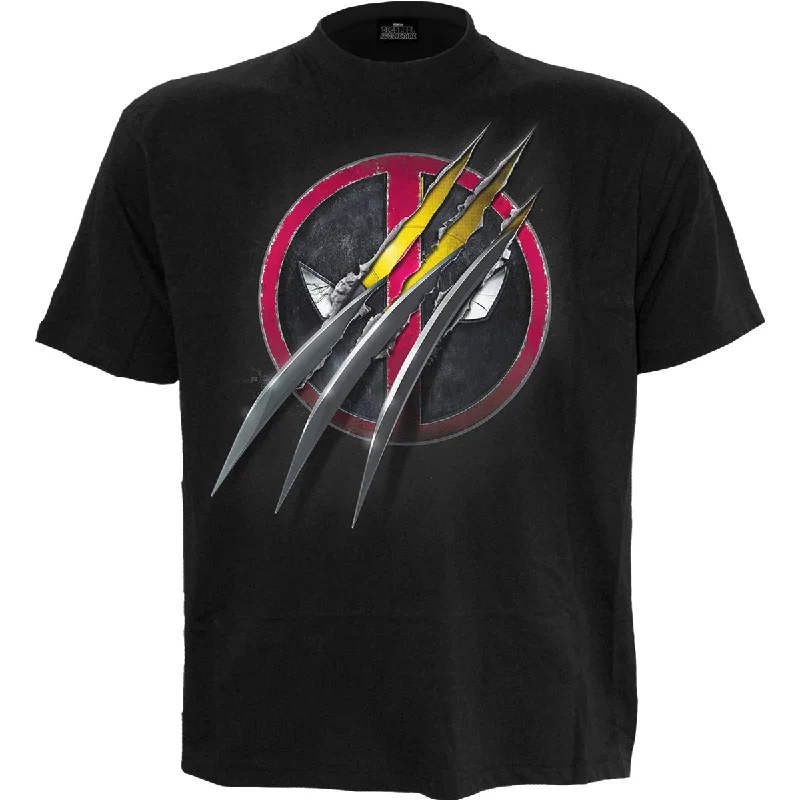 Men's button - front t - shirts with a unique artistic printDEADPOOL - SLASHED - Front Print T-Shirt Black