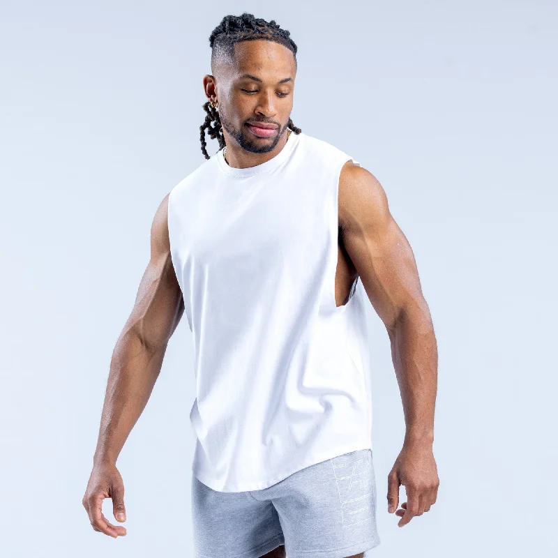 Men's short - sleeve linen t - shirts for summer beach outingsRecharge Graphic Tank