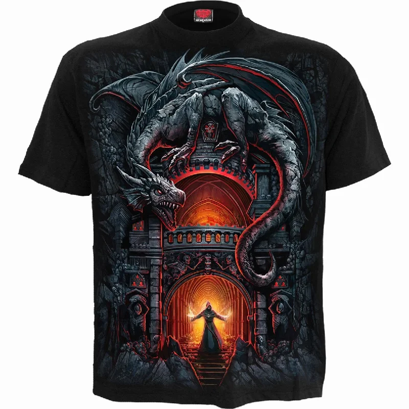 Men's long - sleeve henley t - shirts with button - down placketsDRAGON'S LAIR - T-Shirt Black